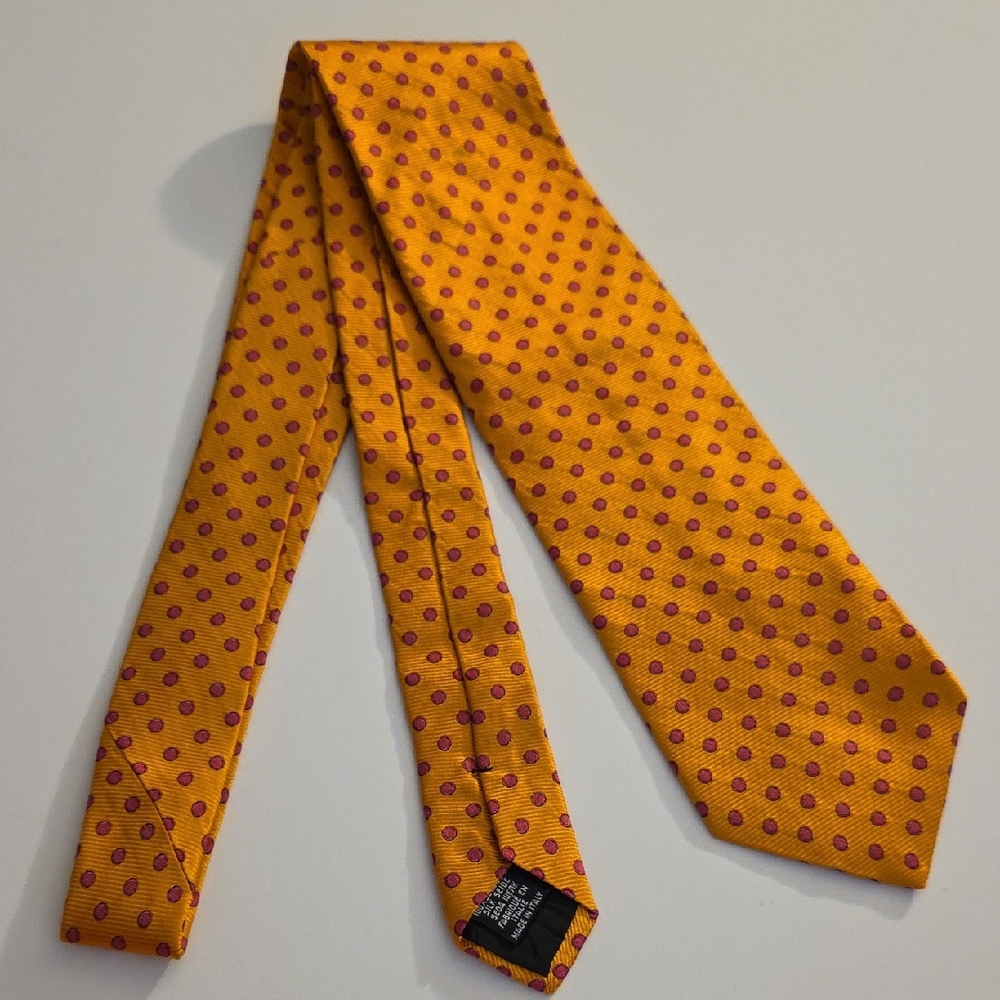 Hugo Boss Yellow and Red Polka Dot Tie